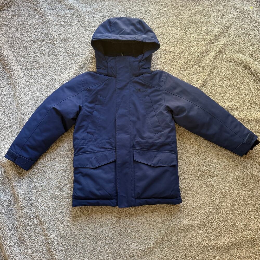 Marmot Boys Bridgeport 700 Fill Down Blue Jacket Sz S Ski Snowboard Winter